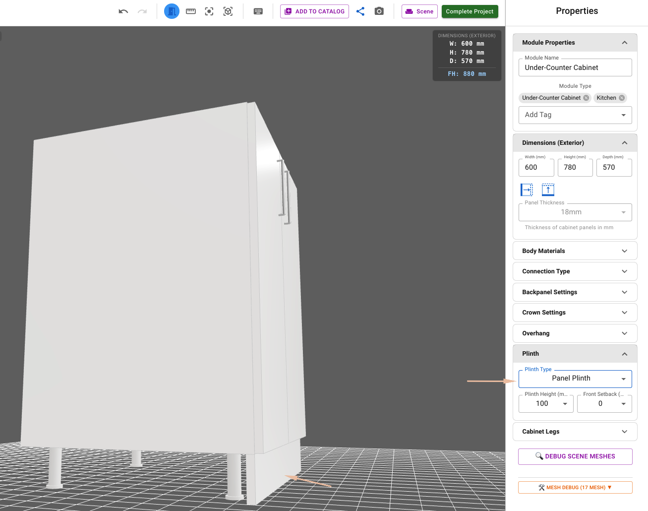 Legs and plinth screenshot